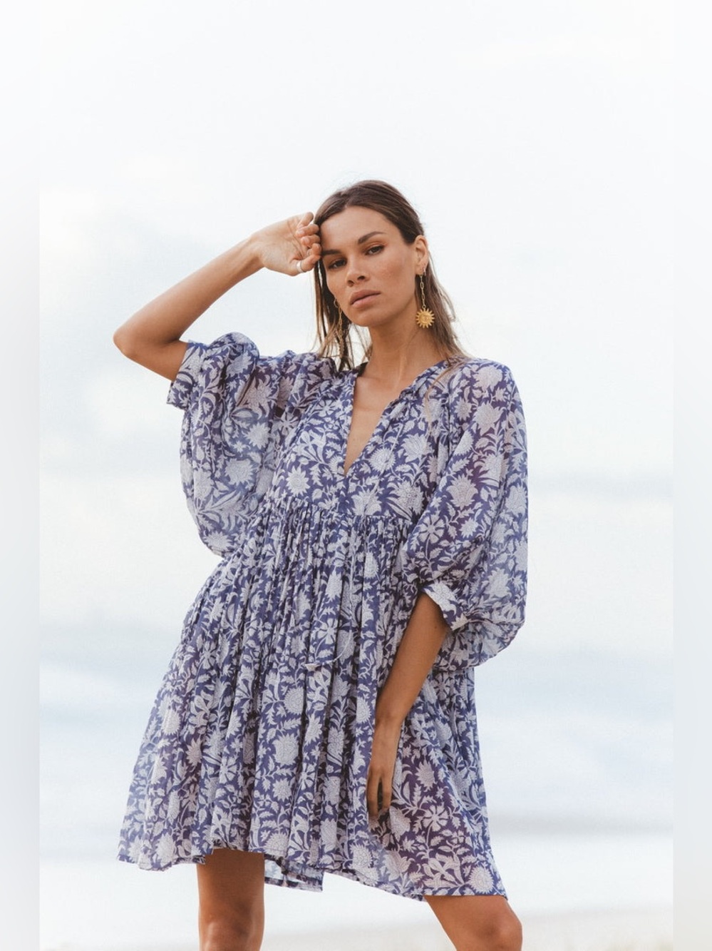 Daughters of India Kyra Mini Dress Blue Iris Size M NWOT
